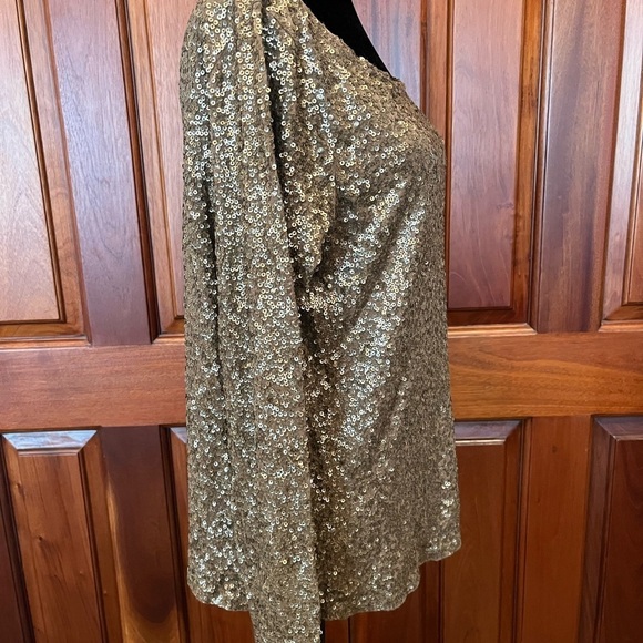 J Crew NWT $89.50 Sequined Boatneck Top Blouse Bronze | Sz L - Picture 3 of 10